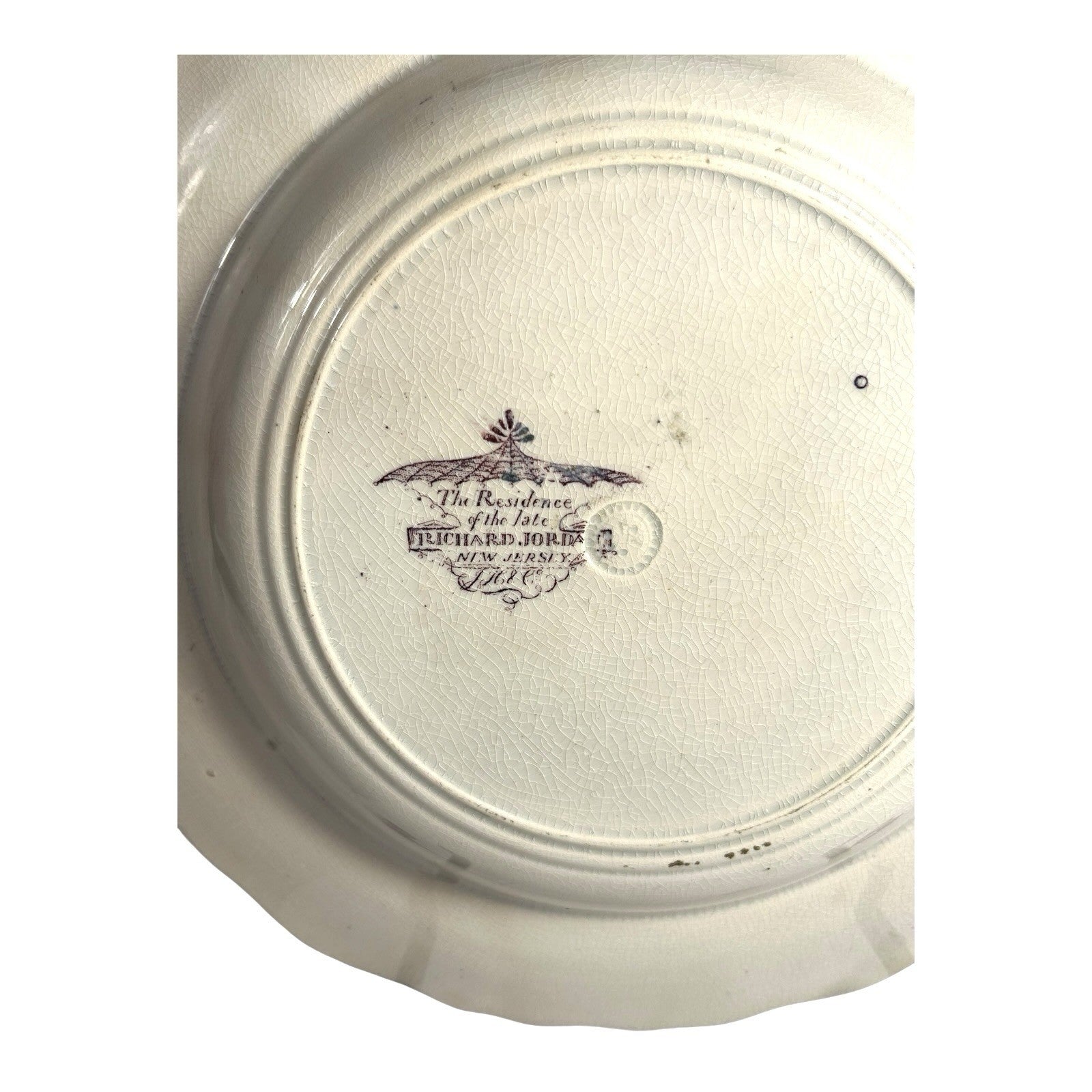 Antique Staffordshire Mulberry Transferware Bowl - Residence of Richard Jordan