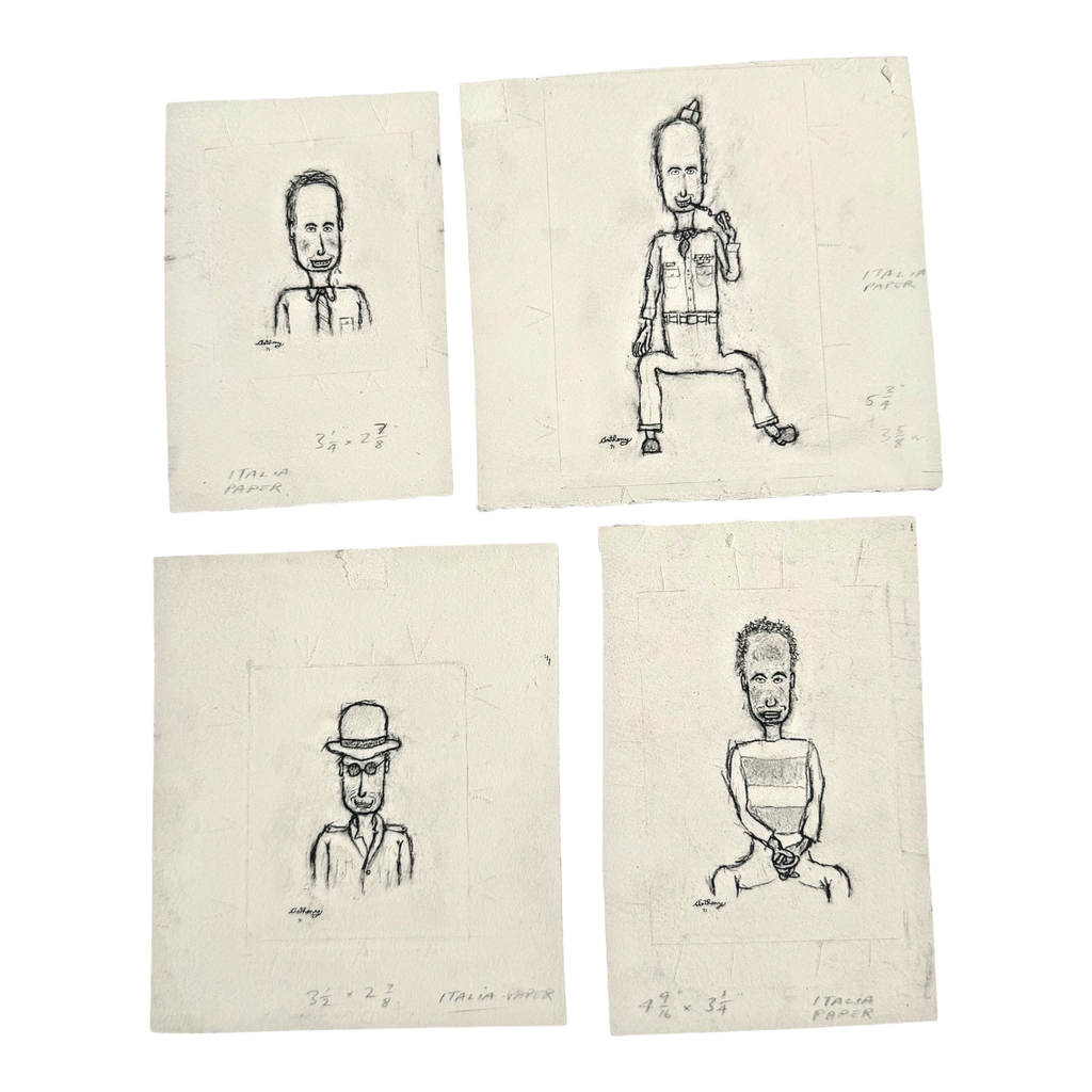 MCM Original Pencil Drawings Outsider Folk Art Portrait Series - William Anthony
