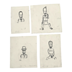 MCM Original Pencil Drawings Outsider Folk Art Portrait Series - William Anthony