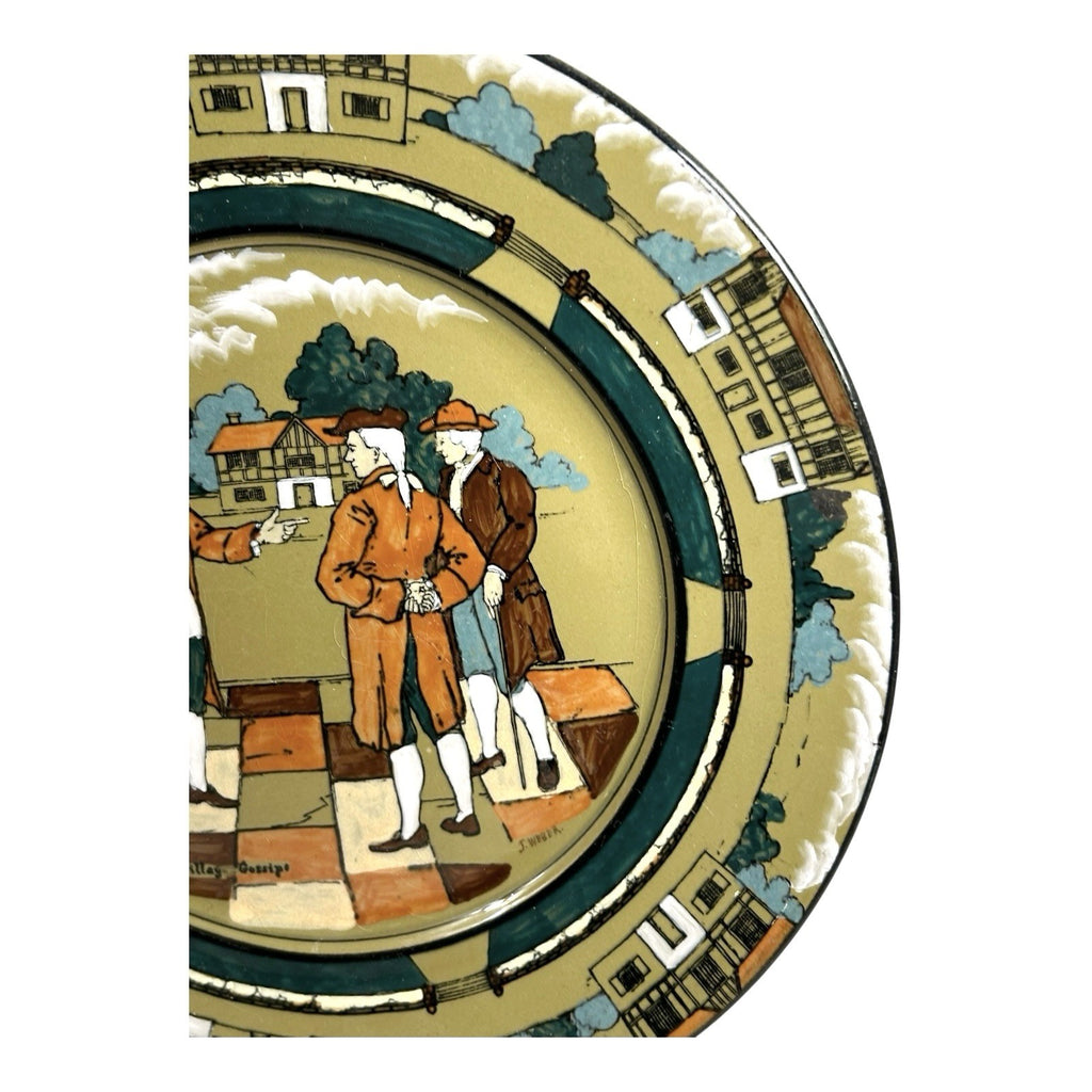 Antique Buffalo Pottery Deldare Ware Plate - Village Gossips Series