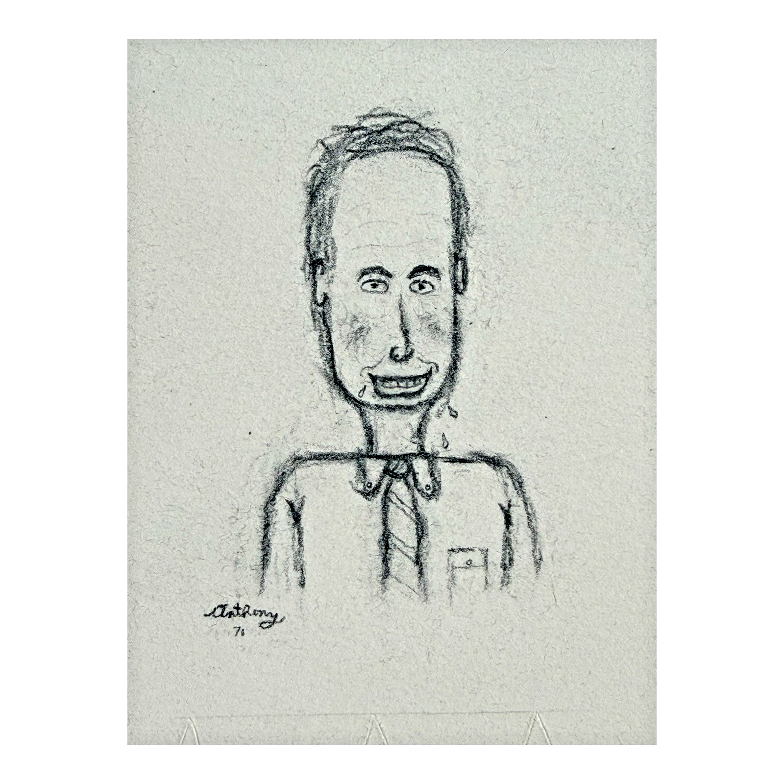 MCM Original Pencil Drawings Outsider Folk Art Portrait Series - William Anthony