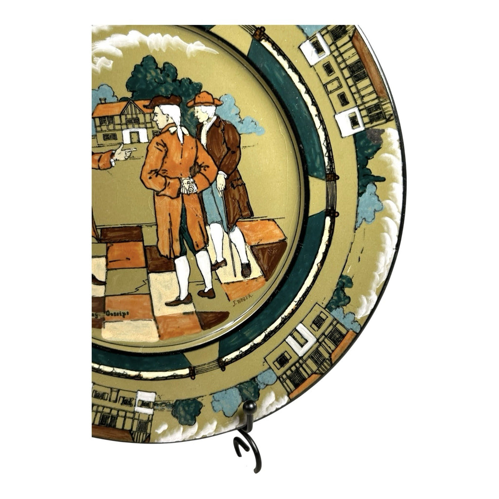Antique Buffalo Pottery Deldare Ware Plate - Village Gossips Series