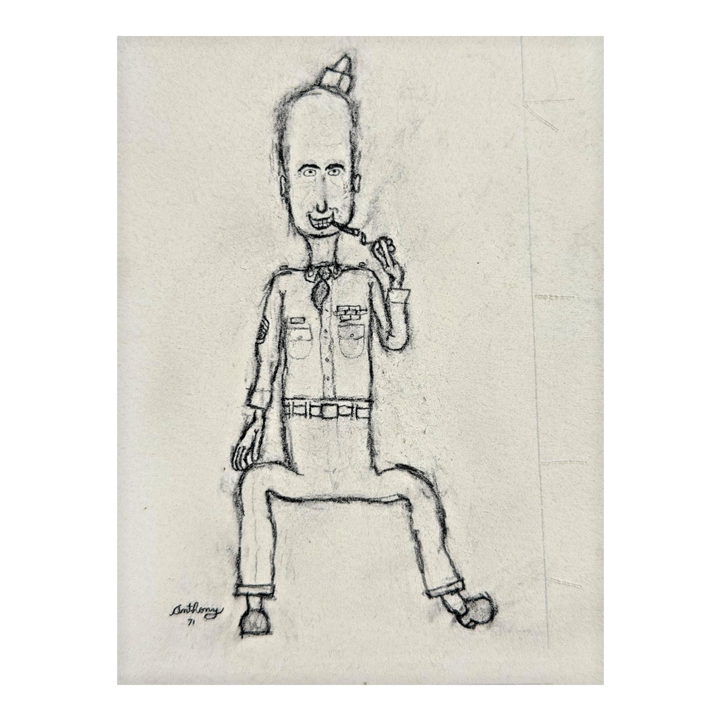 MCM Original Pencil Drawings Outsider Folk Art Portrait Series - William Anthony