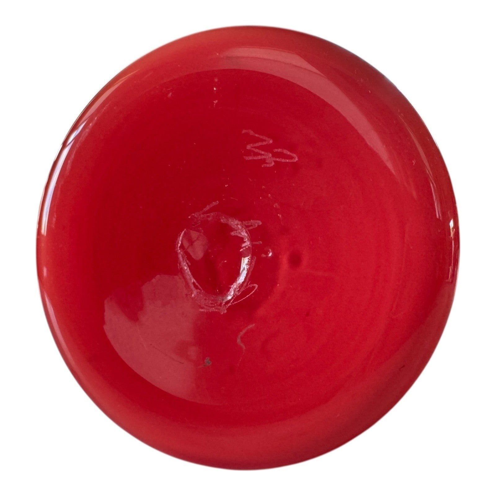 Vintage Red Handblown Art Glass Vase with Black Scroll Handles