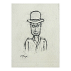 MCM Original Pencil Drawings Outsider Folk Art Portrait Series - William Anthony