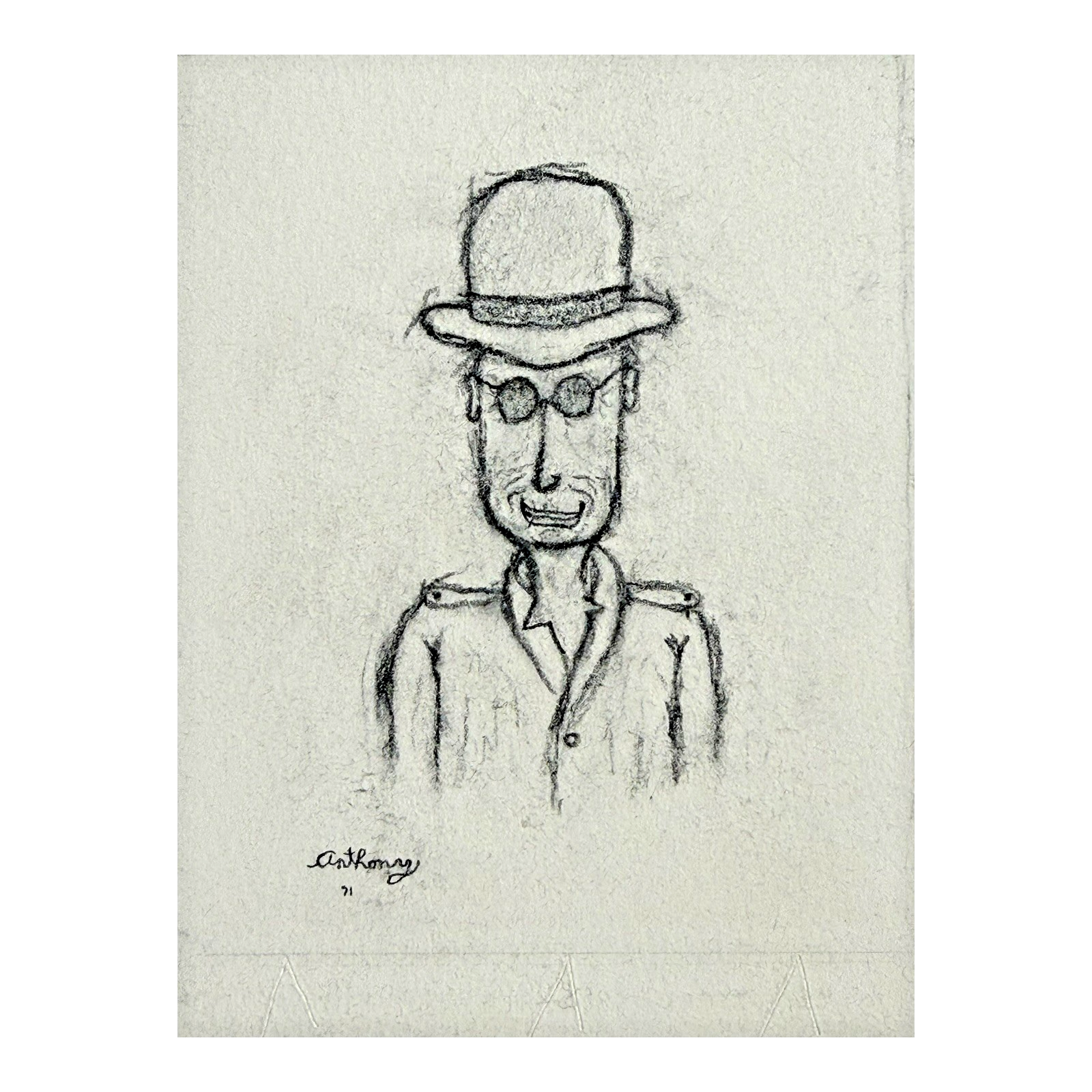 MCM Original Pencil Drawings Outsider Folk Art Portrait Series - William Anthony