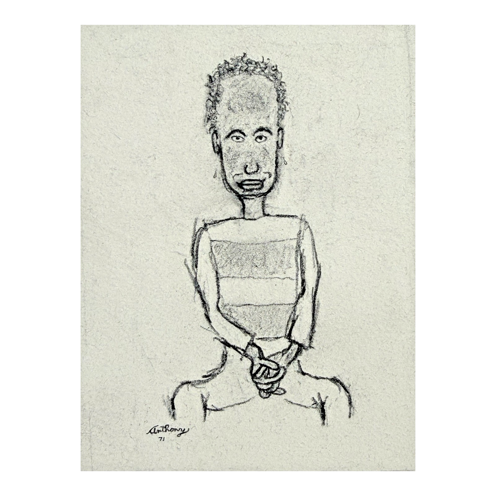 MCM Original Pencil Drawings Outsider Folk Art Portrait Series - William Anthony