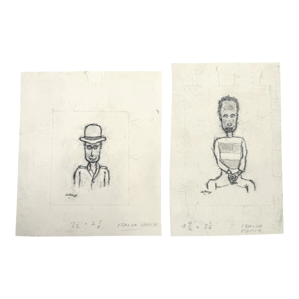 MCM Original Pencil Drawings Outsider Folk Art Portrait Series - William Anthony