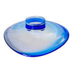 Vintage Orrefors Sweden Blue Footed Art Glass Centerpiece Dish