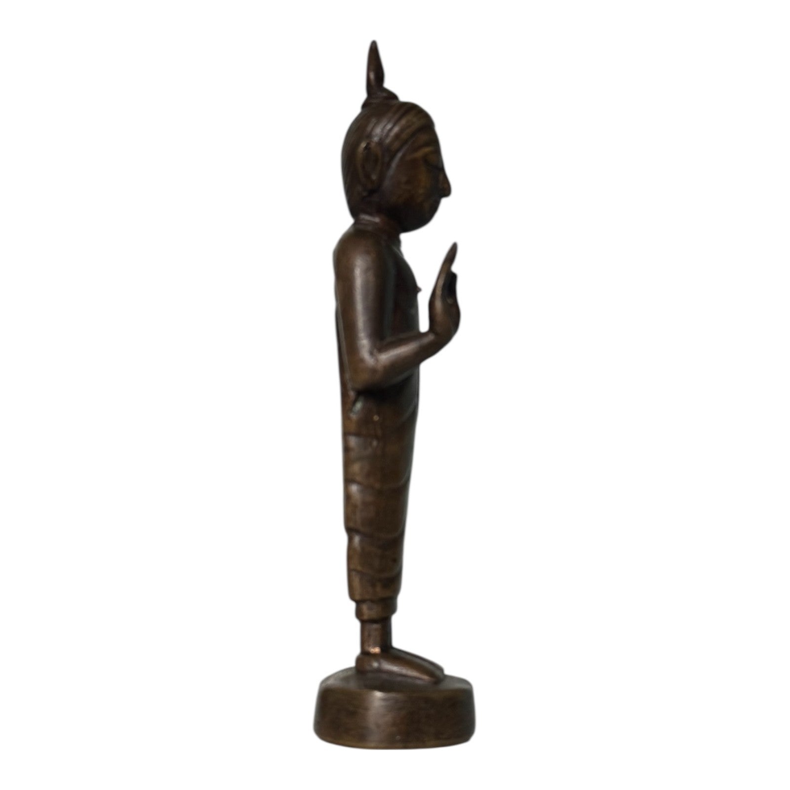Antique Asian Bronze Standing Buddha Figure Sculpture