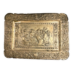 Antique Repousse Copper Relief Plaque Classical Figural Scene Wall Hanging