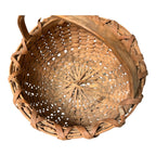 Vintage Handwoven Split Oak Buttocks Gathering Basket with Blue Accent