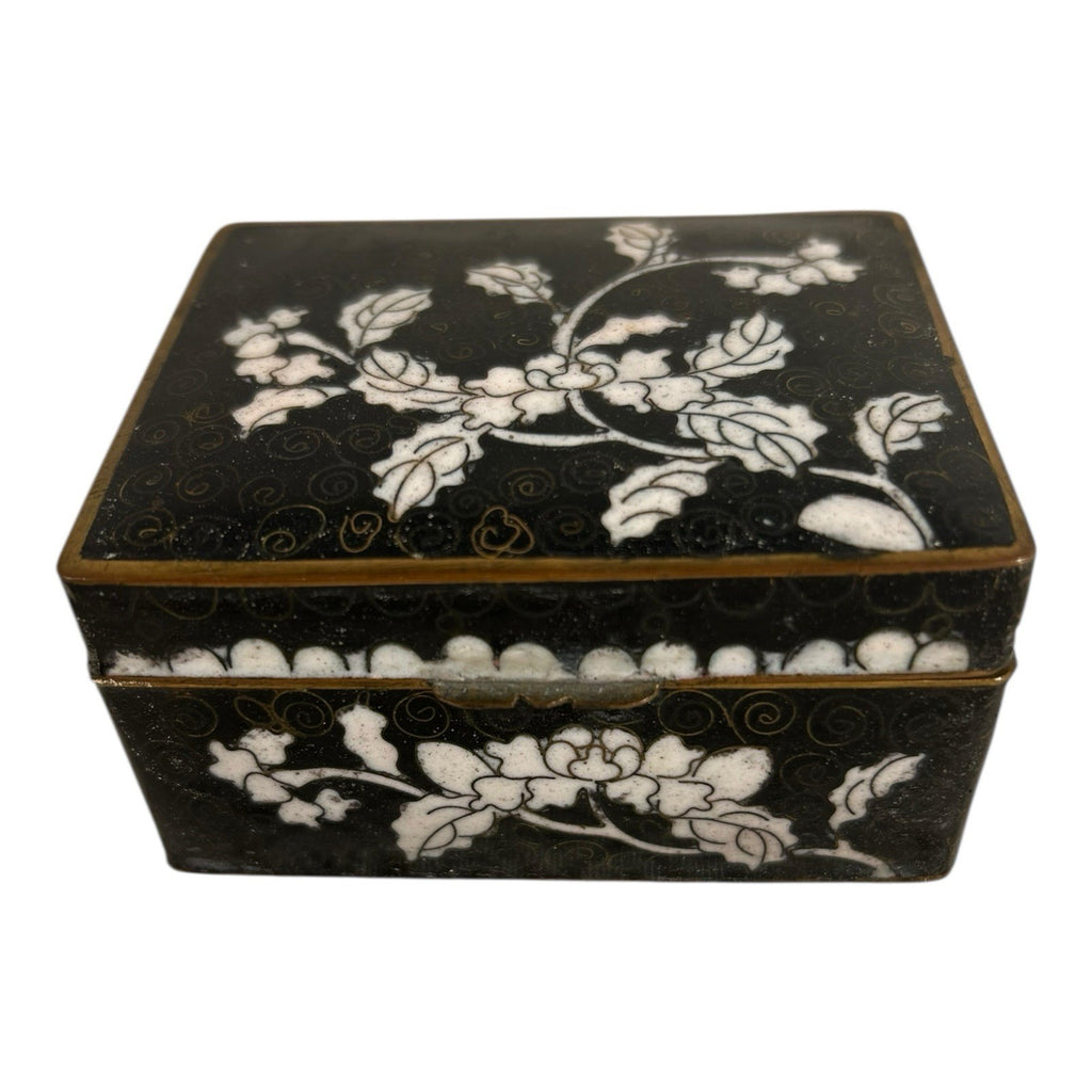 Antique Chinese Cloisonne Hinged Trinket Jewelry Box