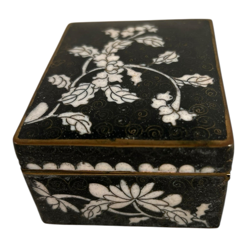 Antique Chinese Cloisonne Hinged Trinket Jewelry Box