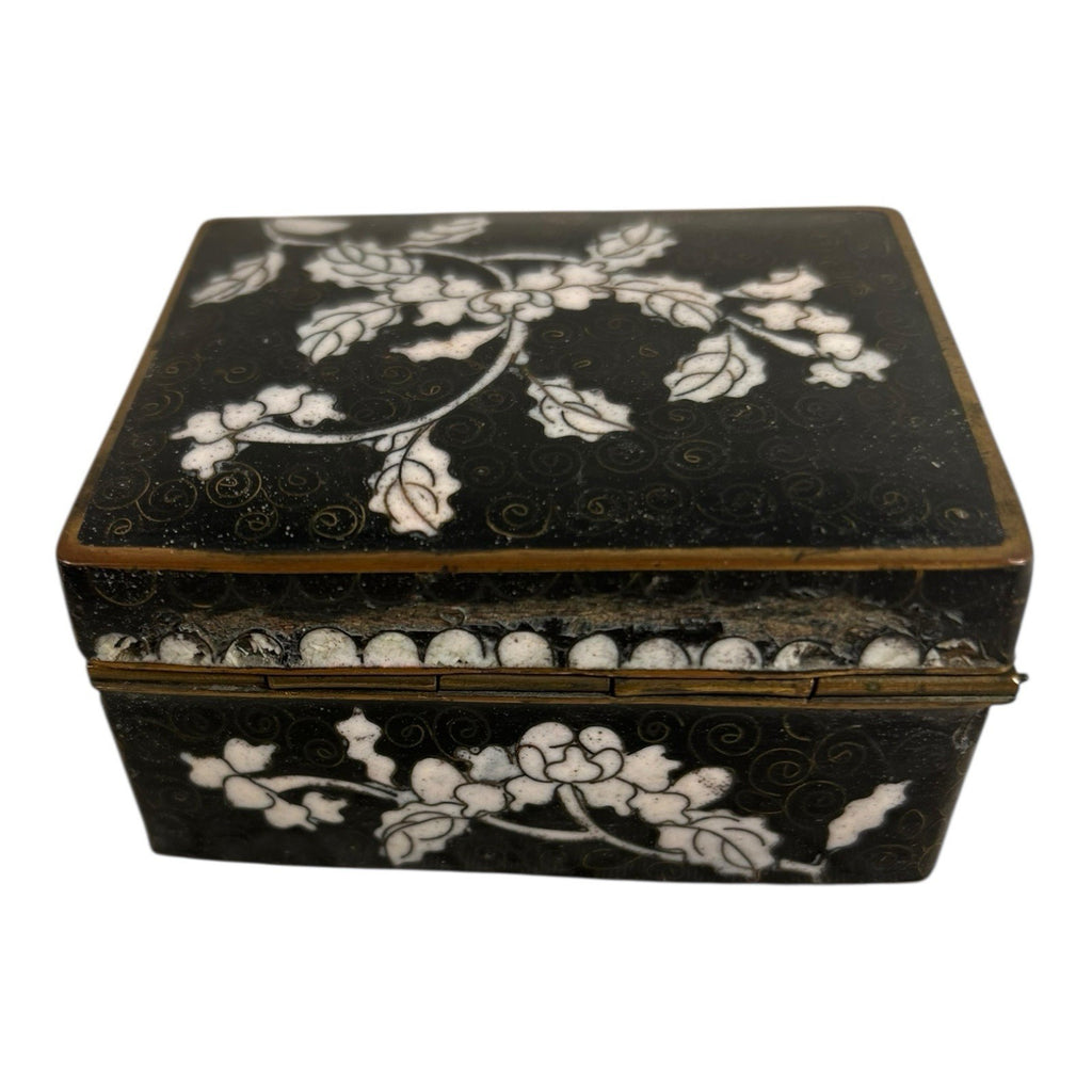 Antique Chinese Cloisonne Hinged Trinket Jewelry Box