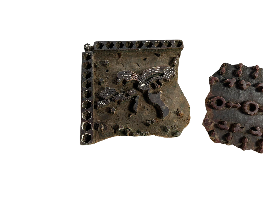 Antique Indian Hand Carved Wood Fabric Printing Block Stamps – Set of 4