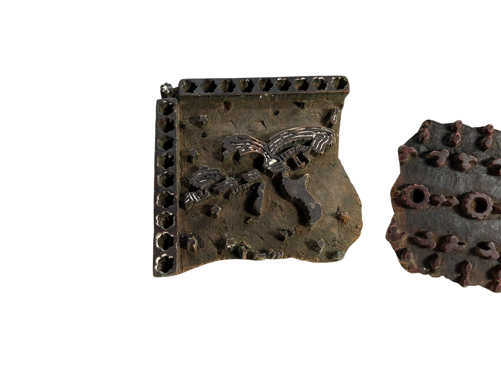 Antique Indian Hand Carved Wood Fabric Printing Block Stamps – Set of 4