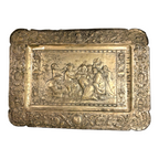 Antique Repousse Copper Relief Plaque Classical Figural Scene Wall Hanging