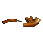 Antique Meerschaum Carved Chicken Pipe with Amber Mouthpiece (Original Case)