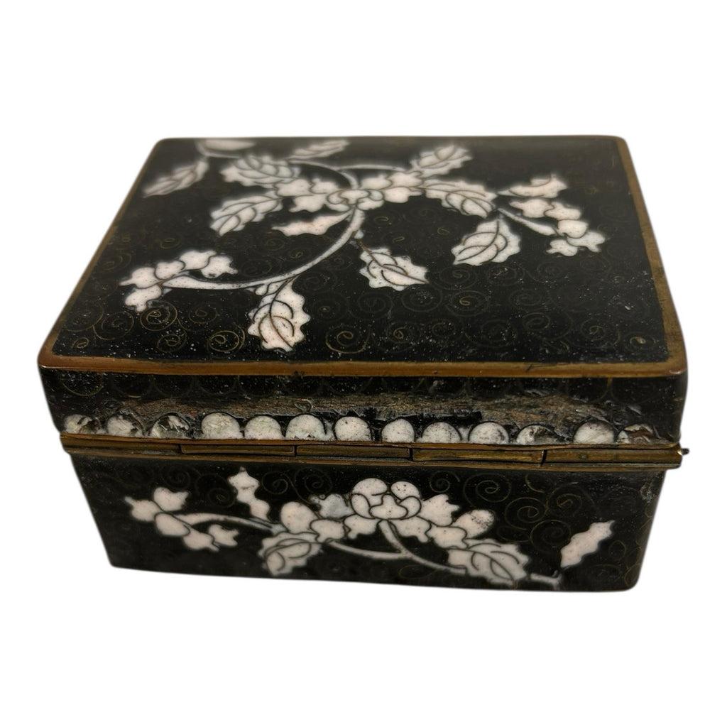 Antique Chinese Cloisonne Hinged Trinket Jewelry Box