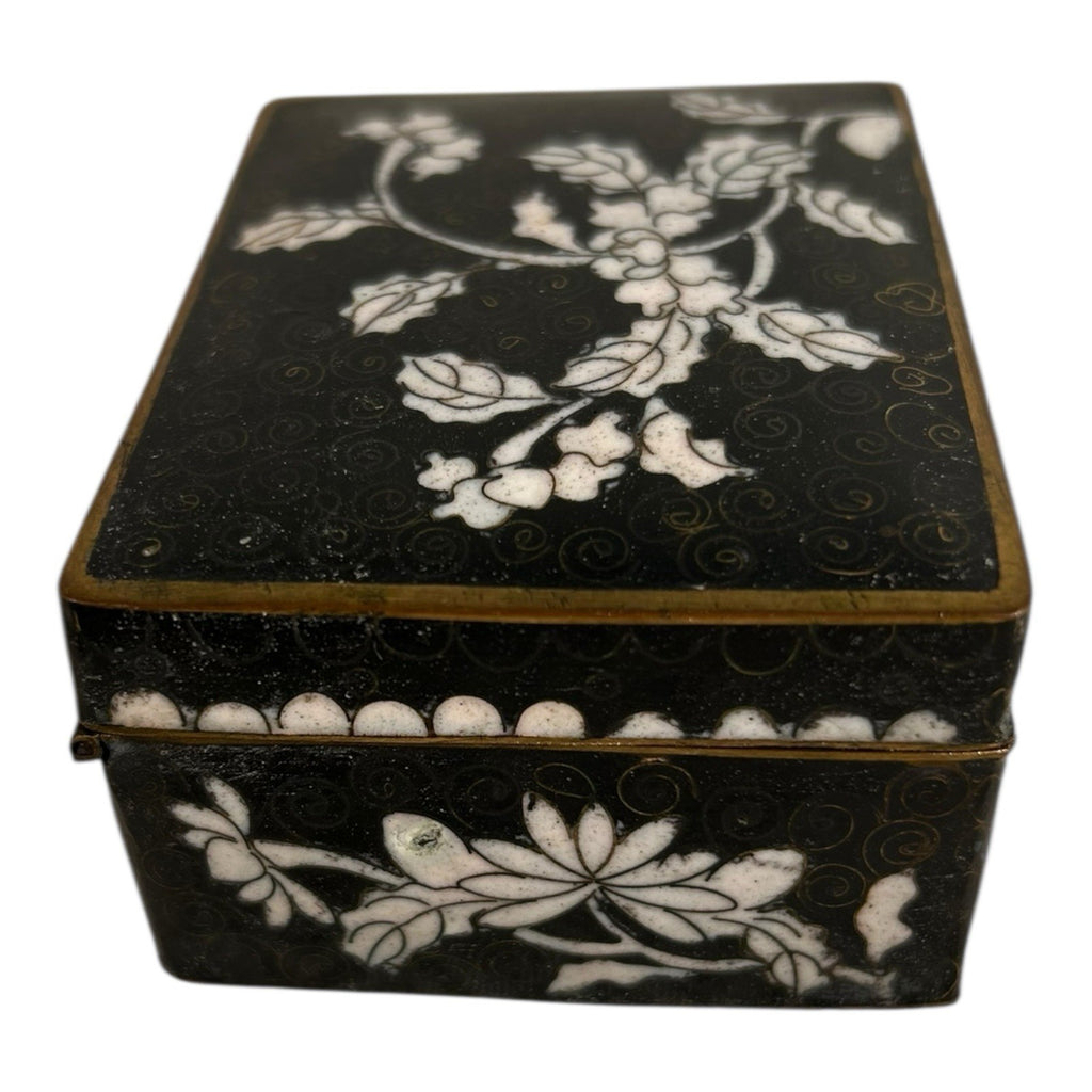 Antique Chinese Cloisonne Hinged Trinket Jewelry Box