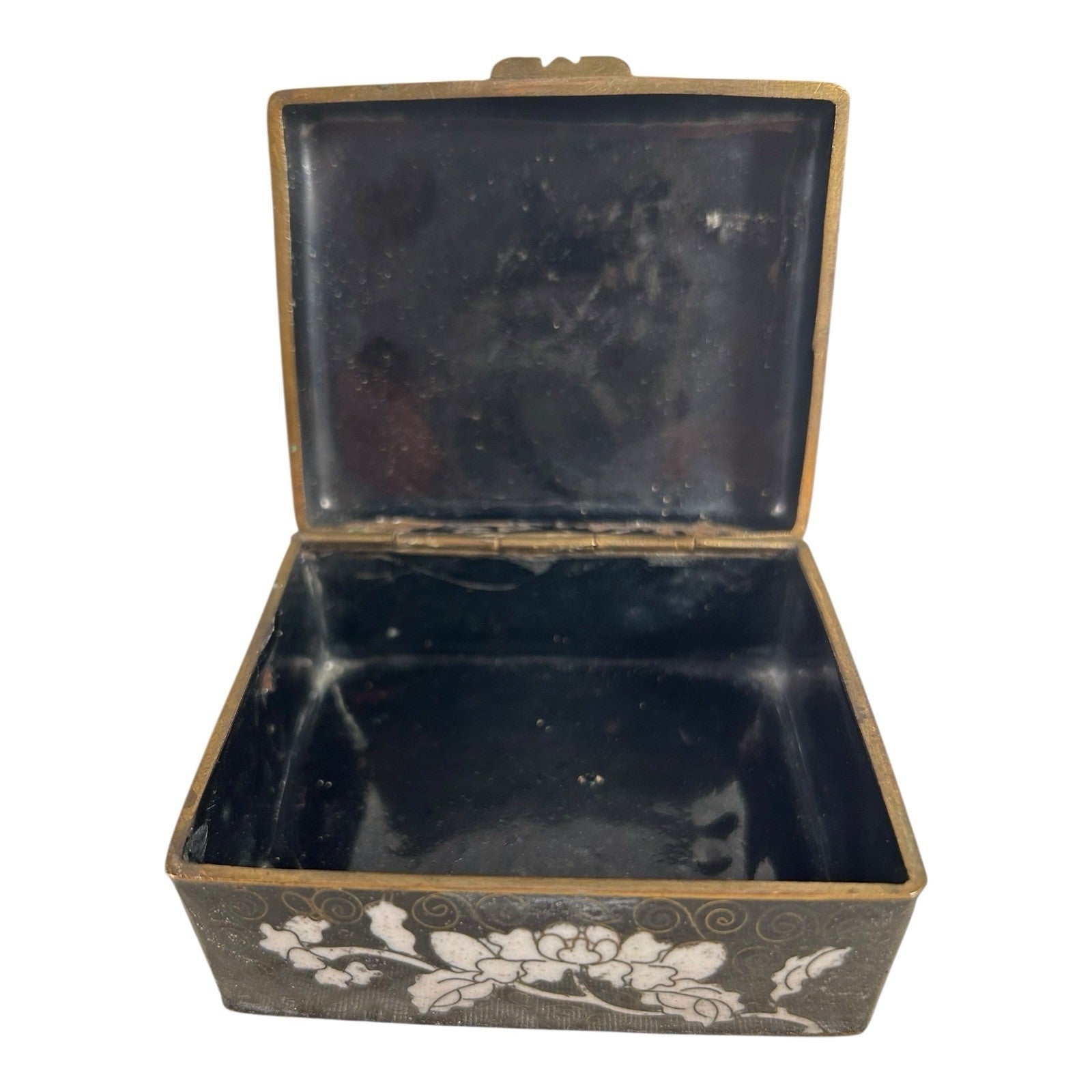 Antique Chinese Cloisonne Hinged Trinket Jewelry Box
