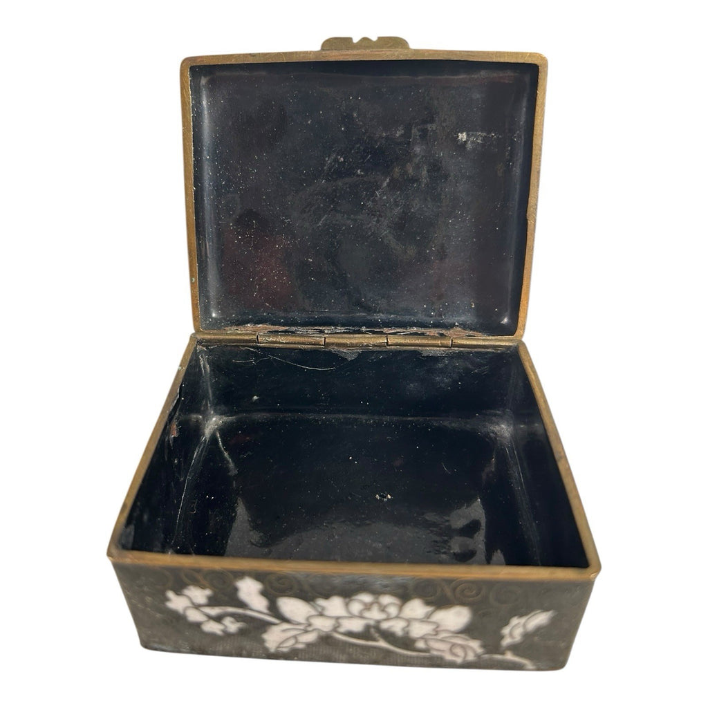 Antique Chinese Cloisonne Hinged Trinket Jewelry Box