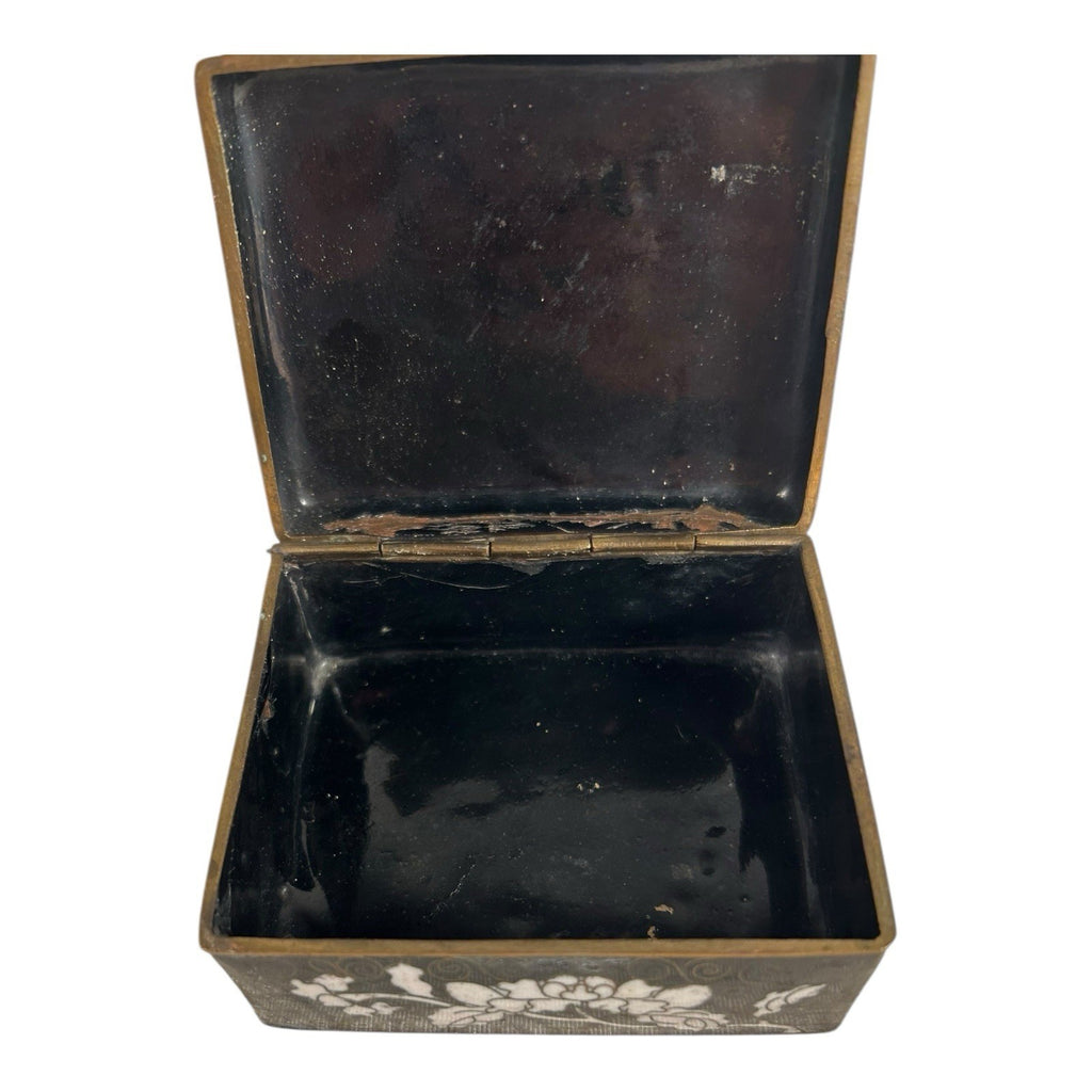 Antique Chinese Cloisonne Hinged Trinket Jewelry Box