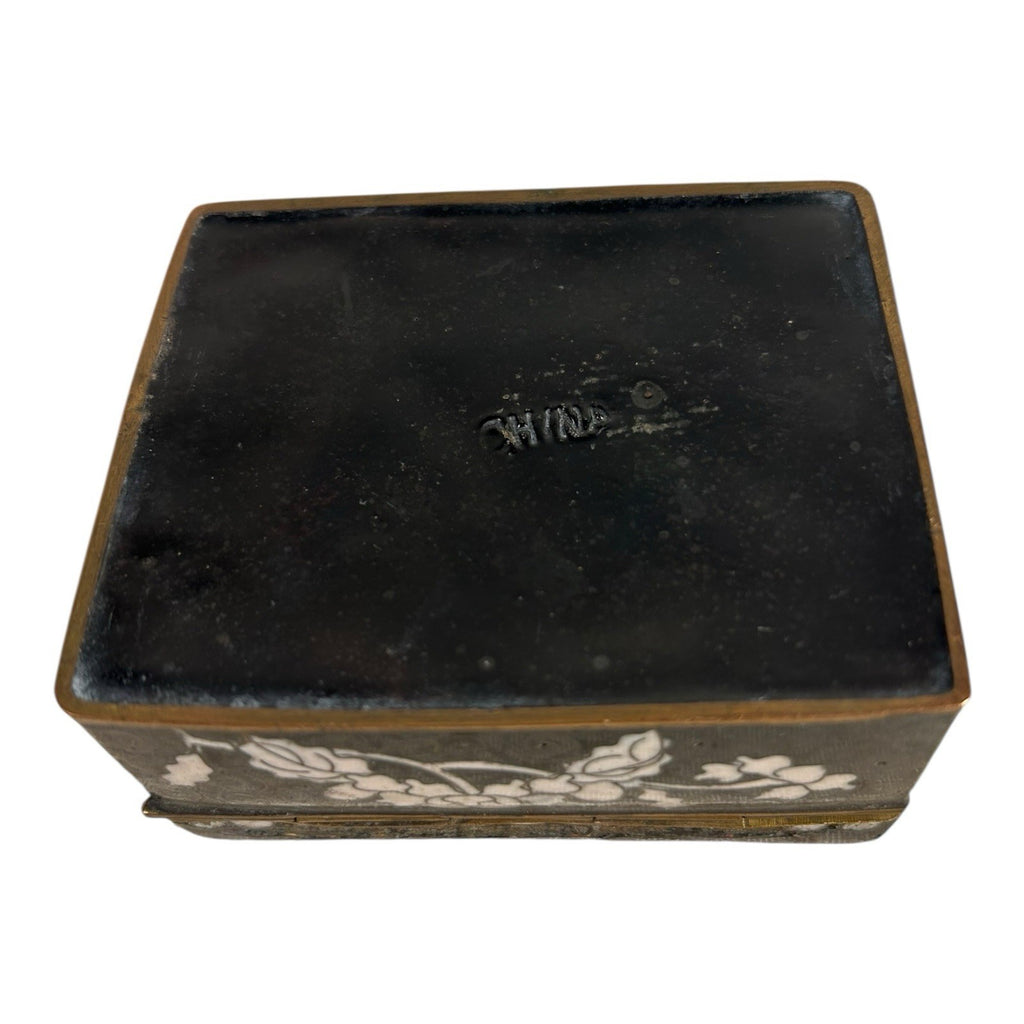 Antique Chinese Cloisonne Hinged Trinket Jewelry Box
