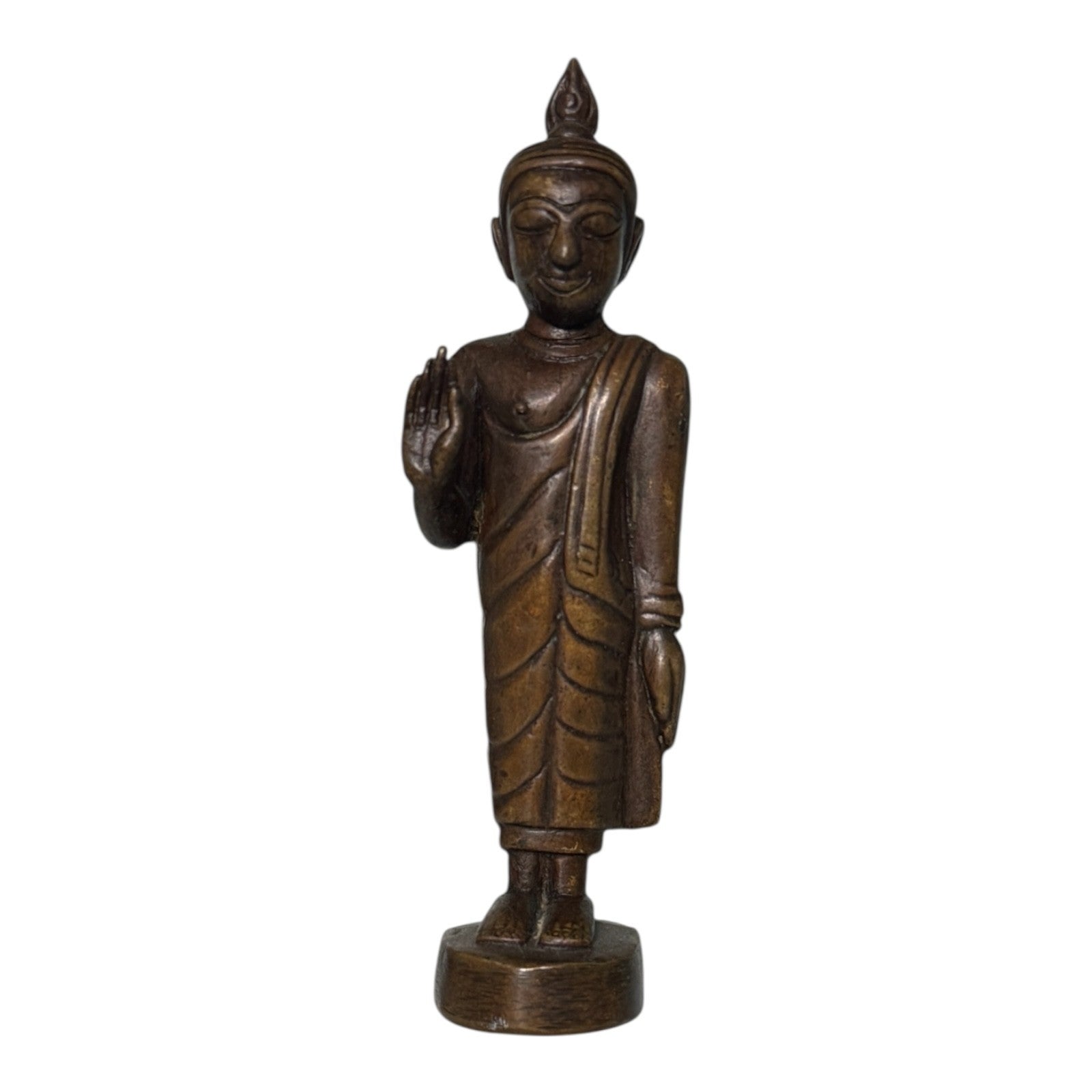 Antique Asian Bronze Standing Buddha Figure Sculpture