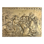Antique Repousse Copper Relief Plaque Classical Figural Scene Wall Hanging