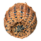 Vintage Handwoven Split Oak Buttocks Gathering Basket with Blue Accent