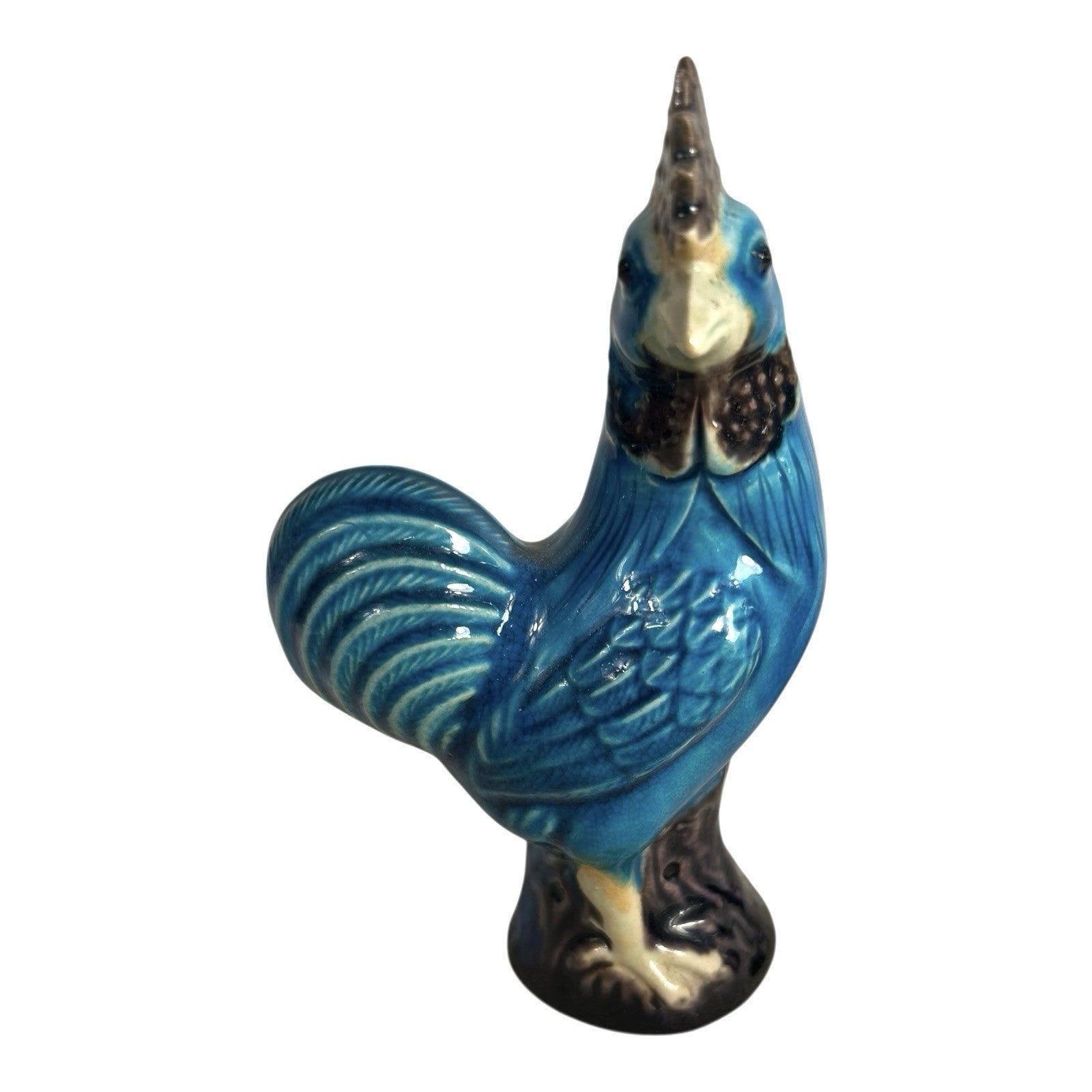 Antique Chinese Export Blue Turquoise Chickens Lot of 2
