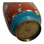 Antique Chinese Cloisonne Red Floral Vase