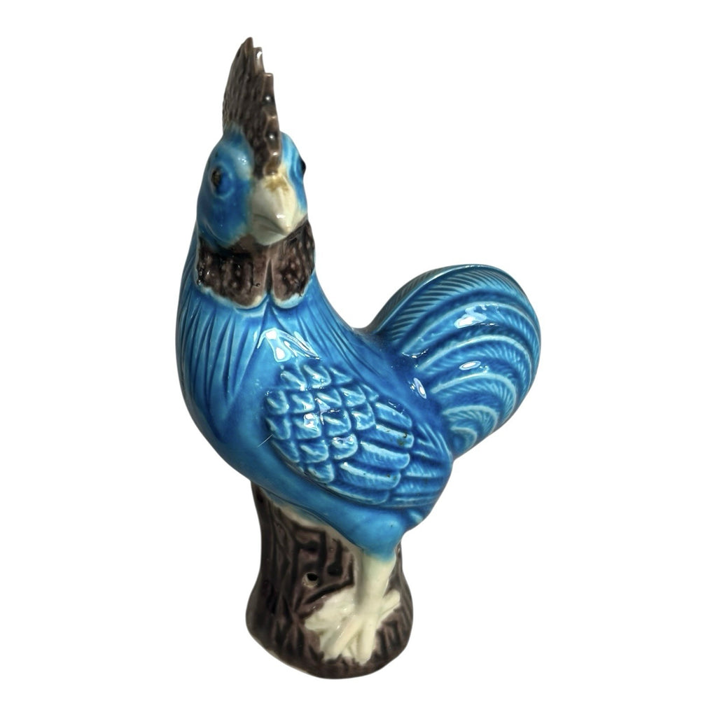 Antique Chinese Export Blue Turquoise Chickens Lot of 2