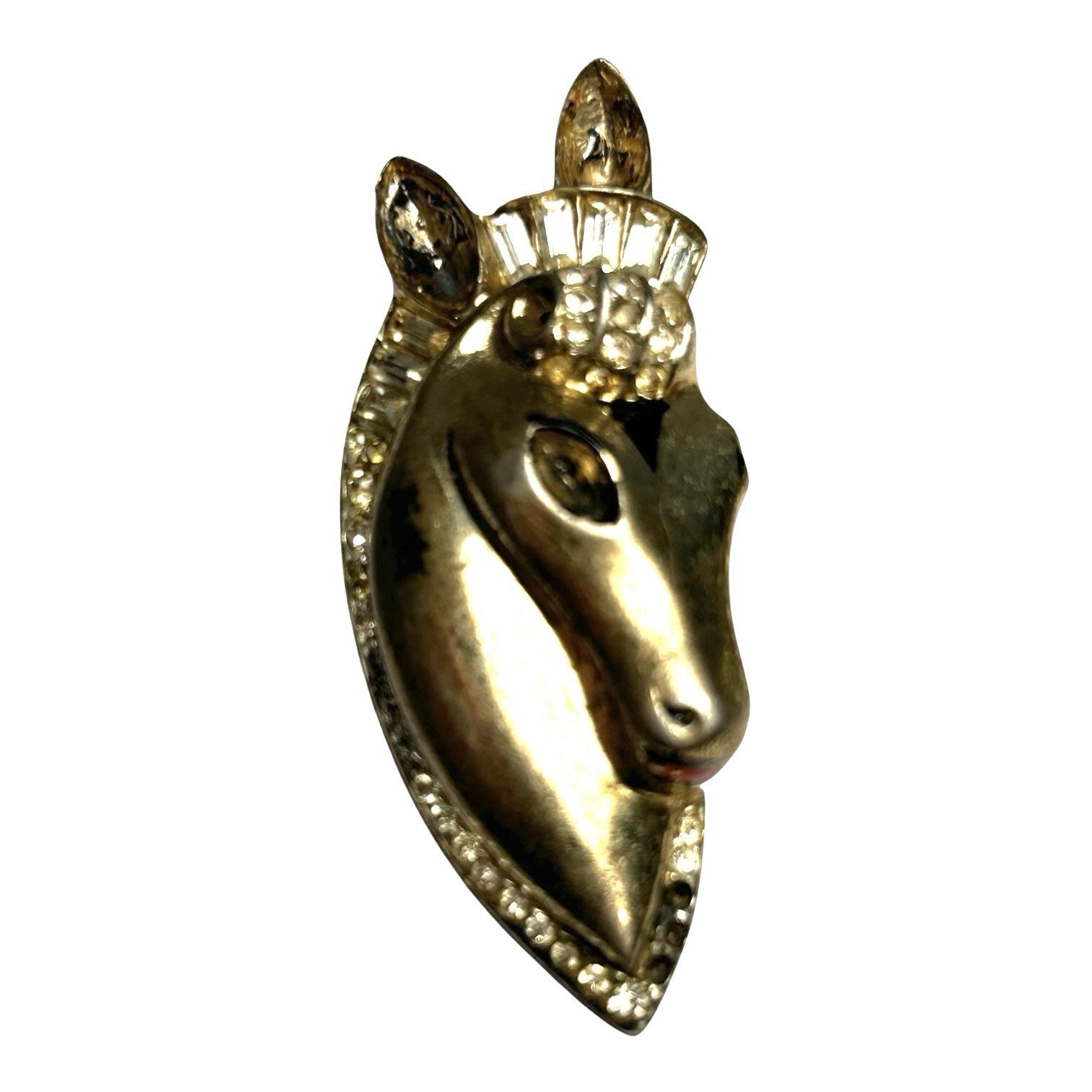 Vintage Set Coro Duette Sterling Silver w Gold Wash Horse Head Brooch Fur Clips