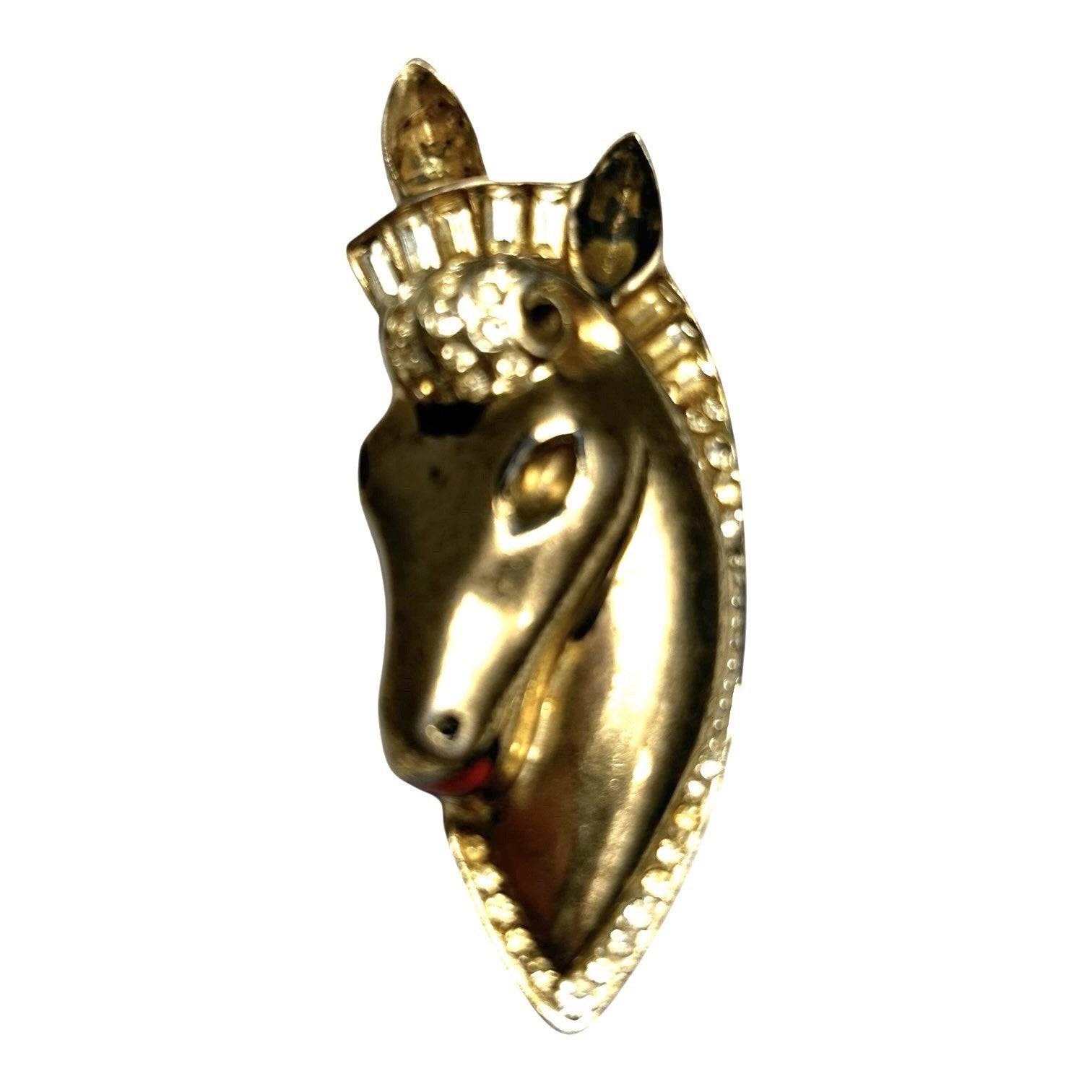Vintage Set Coro Duette Sterling Silver w Gold Wash Horse Head Brooch Fur Clips