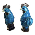 Antique Chinese Export Blue Turquoise Chickens Lot of 2