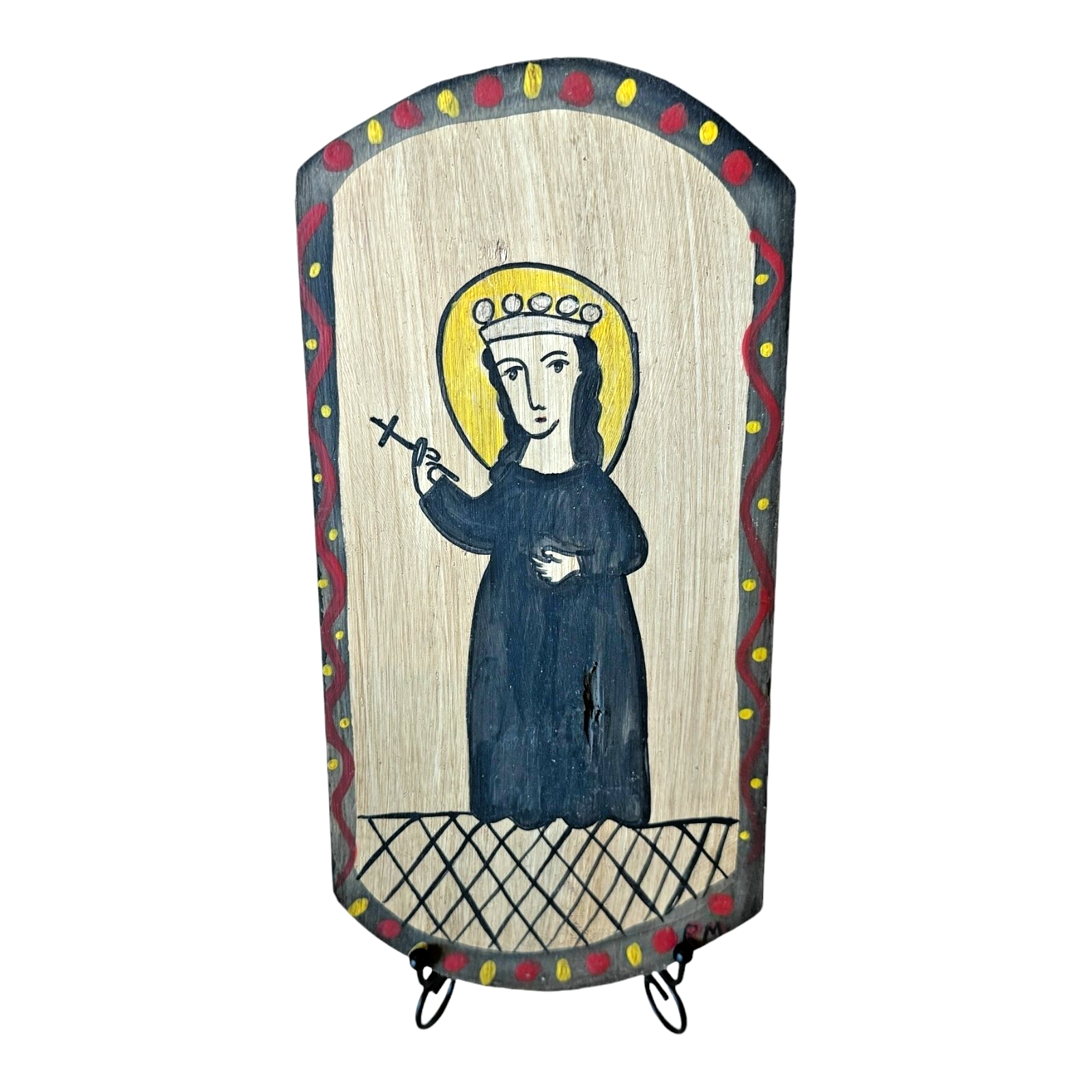 Vintage New Mexican Religious Folk Art Retablo Wall Hanging (Richard Montoya)