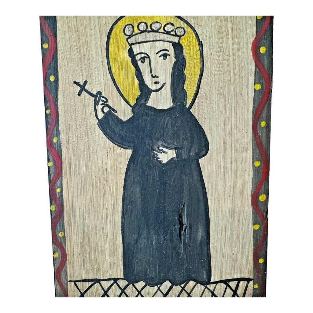 Vintage New Mexican Religious Folk Art Retablo Wall Hanging (Richard Montoya)