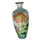 Antique Meiji Era Japanese Ginbari Cloisonne Floral Vase