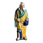 Antique Chinese Export Yellow Glazed Ceramic Pottery Mudman Figurine