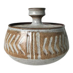 Vintage Studio Art Stoneware Pottery Lidded Jar - Signed Barrou