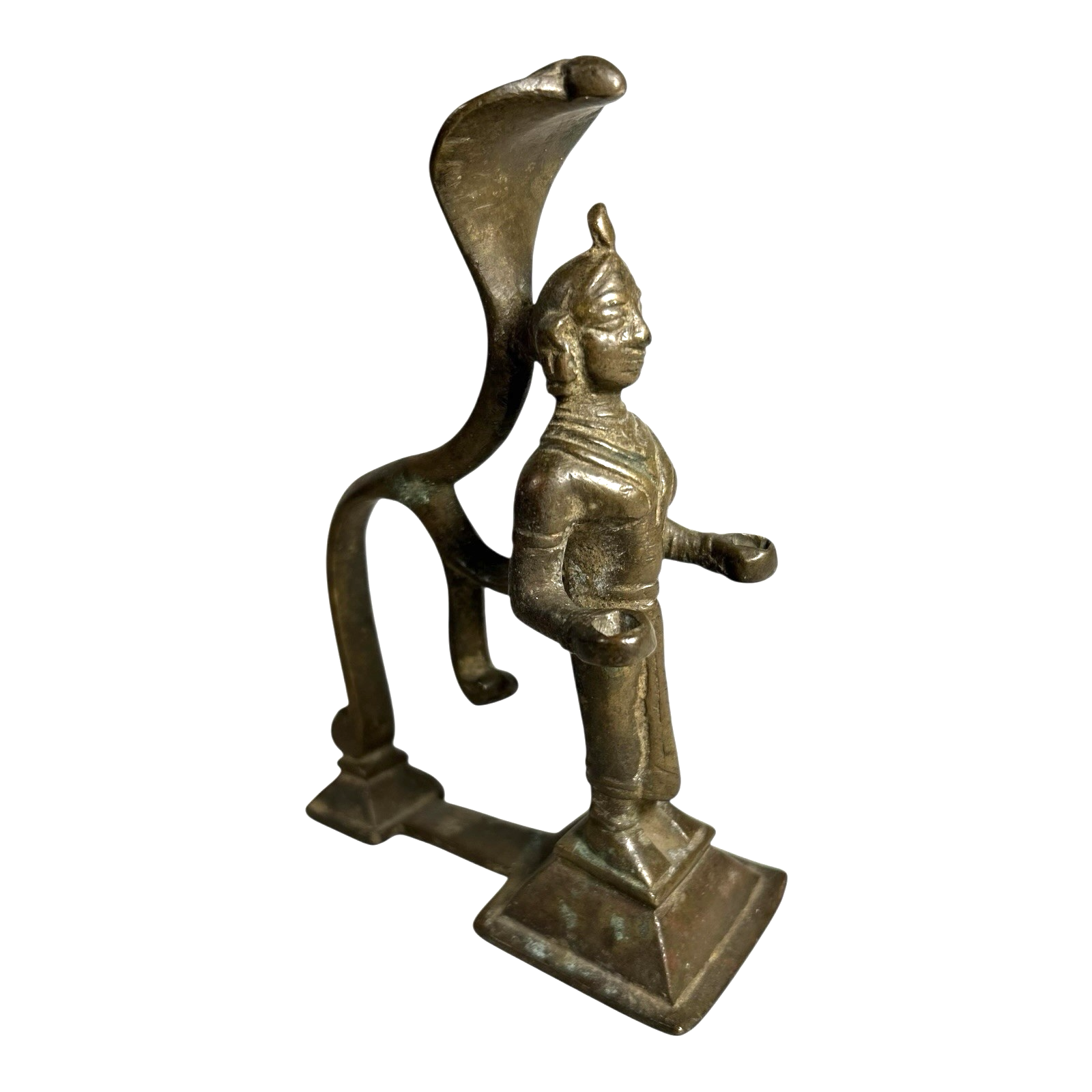 Antique Indian Brass Hindu Deity Cobra Snake Figure Sculpture Incense Holder