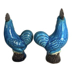 Antique Chinese Export Blue Turquoise Chickens Lot of 2