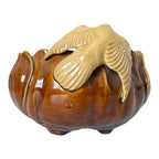 Antique Rare J.B. Owens Pottery Brown & Tan Art Pottery Bowl with Applied Bird