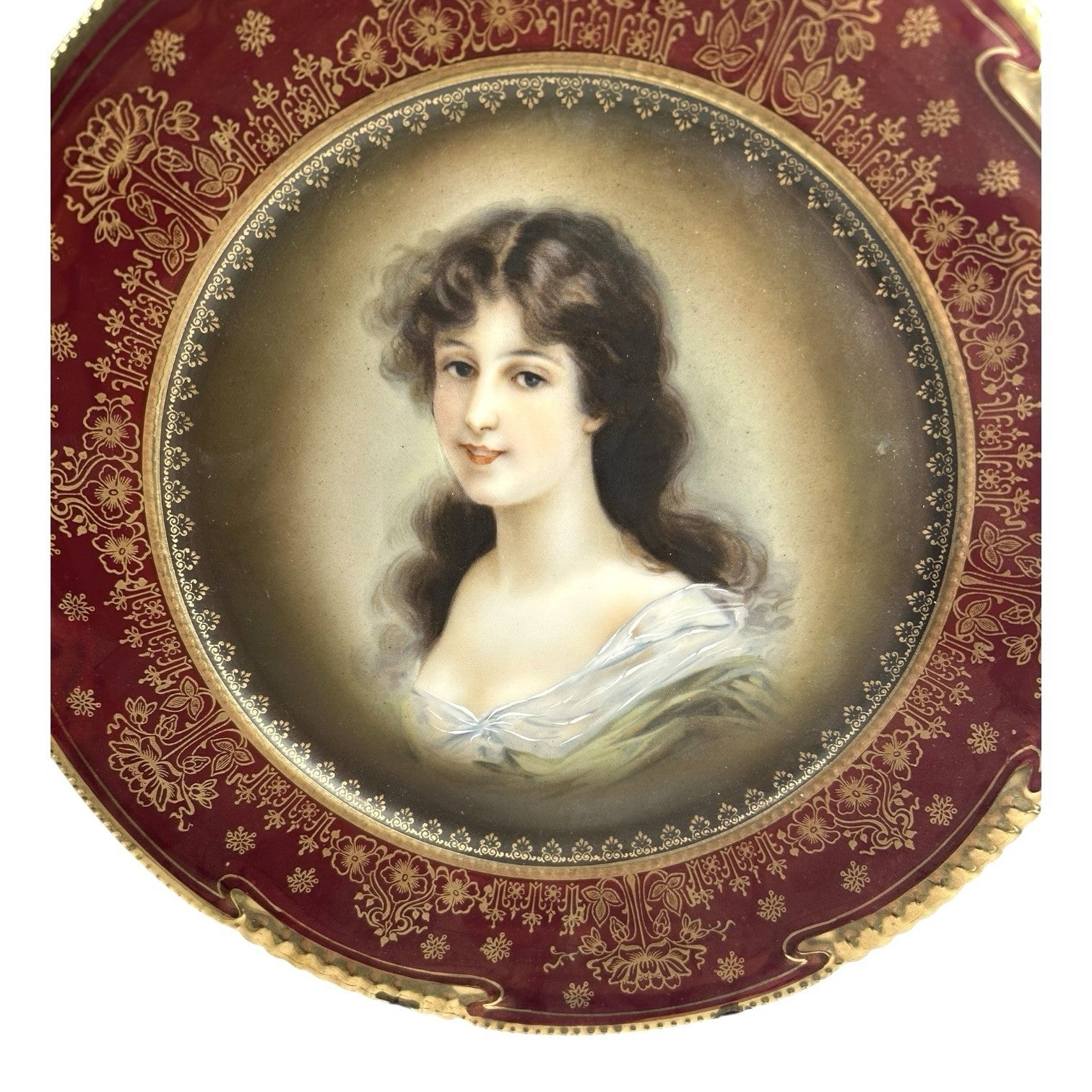 Antique Royal Vienna Amicitia Portrait Plate Beehive Mark