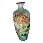 Antique Meiji Era Japanese Ginbari Cloisonne Floral Vase