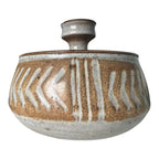 Vintage Studio Art Stoneware Pottery Lidded Jar - Signed Barrou