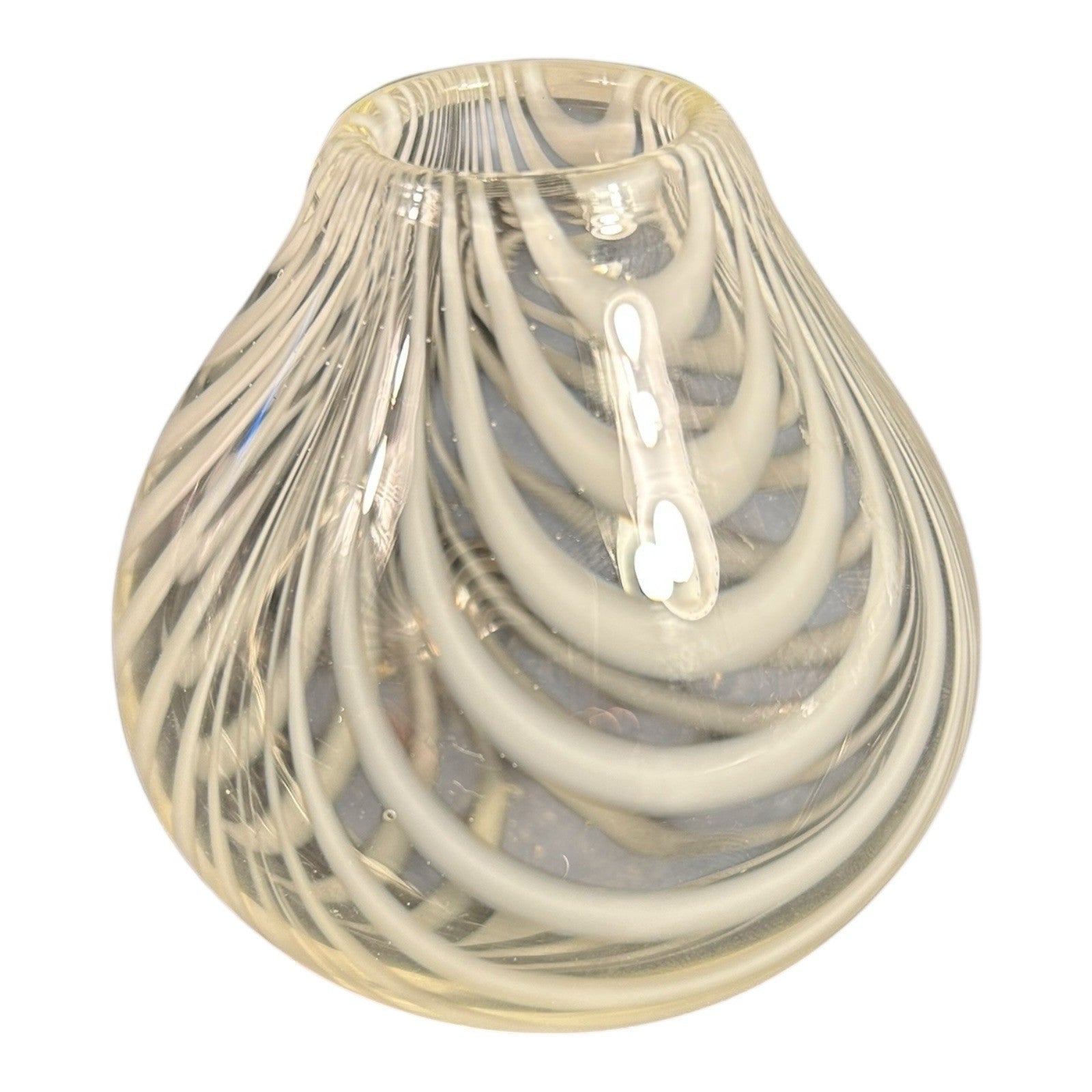 Vintage Handblown Tear Drop Swirl Design Art Glass Vase - Signed, Maija Carlson
